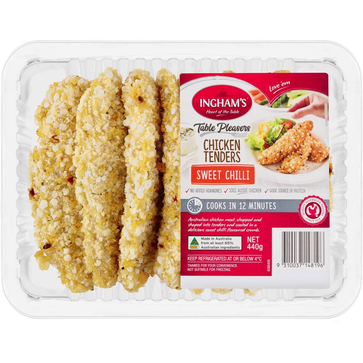 Calories in Ingham's Quick Cook Crumbed Sweet Chilli Chicken Tenders