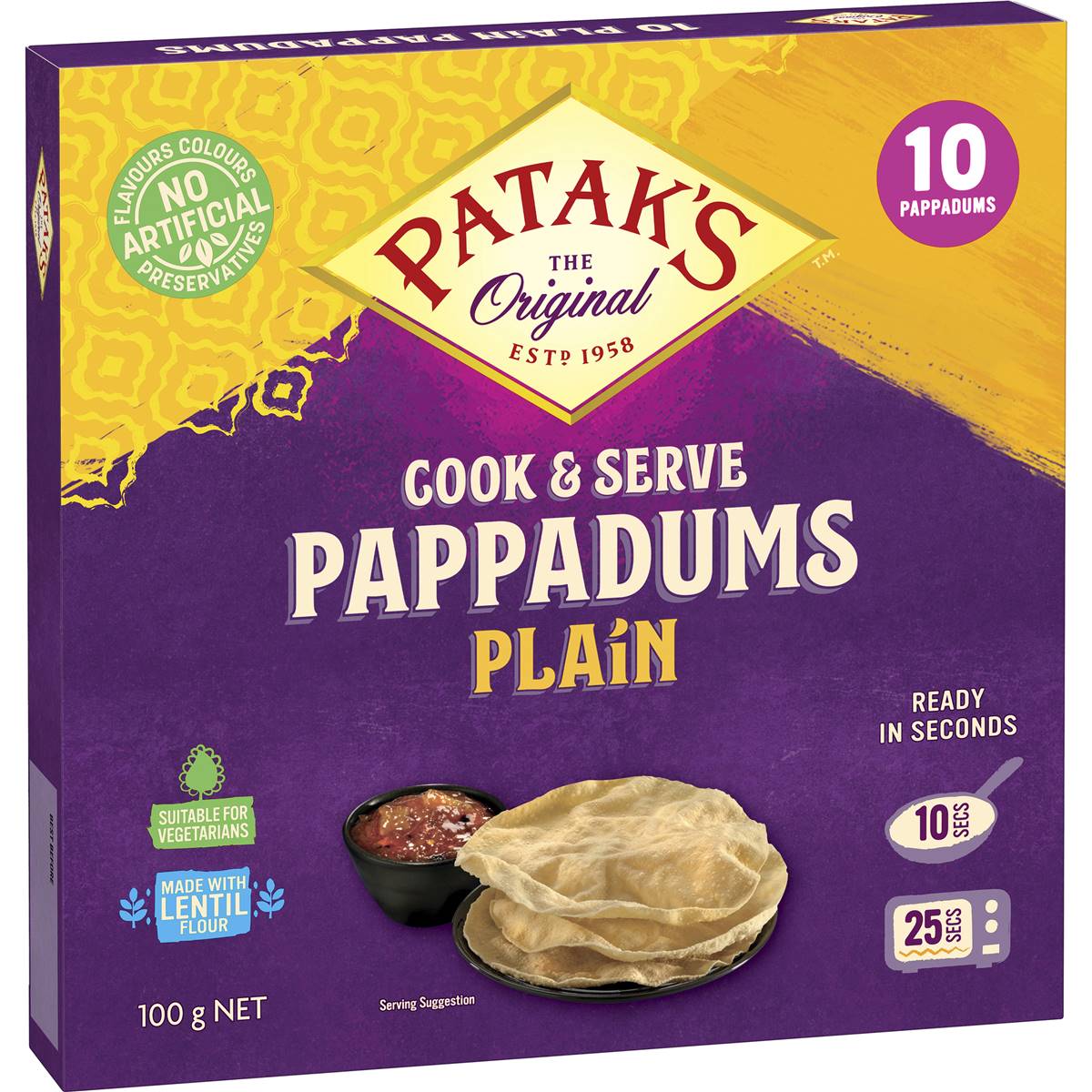 Patak's Cook To Eat Pappadums Plain