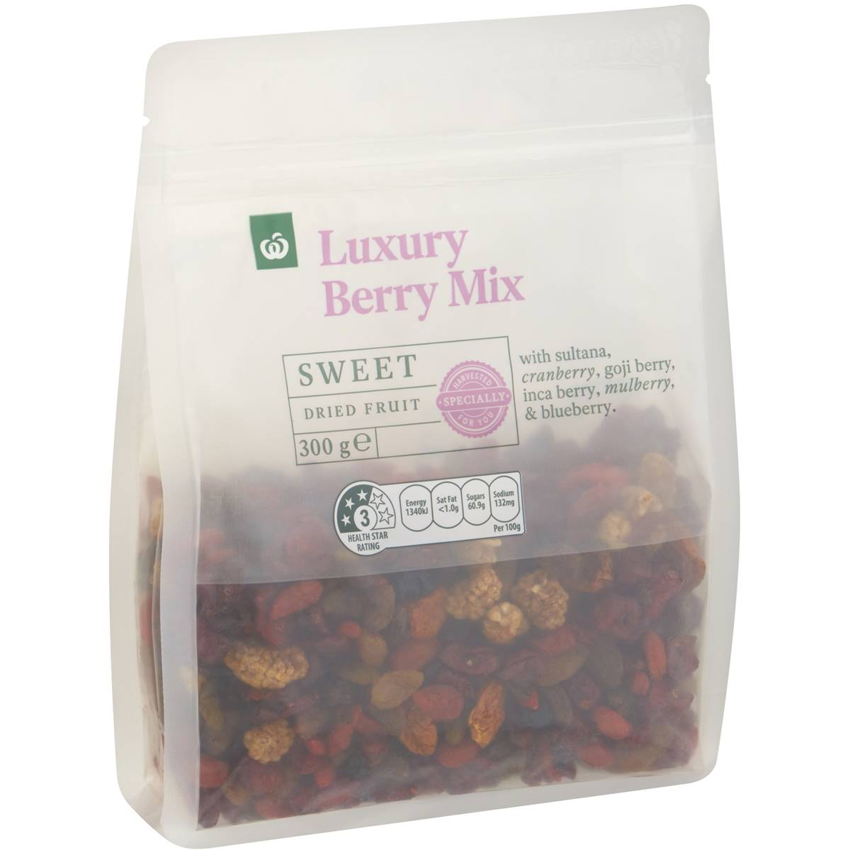 Calories in Woolworths Luxury Dried Fruit Berry Mix