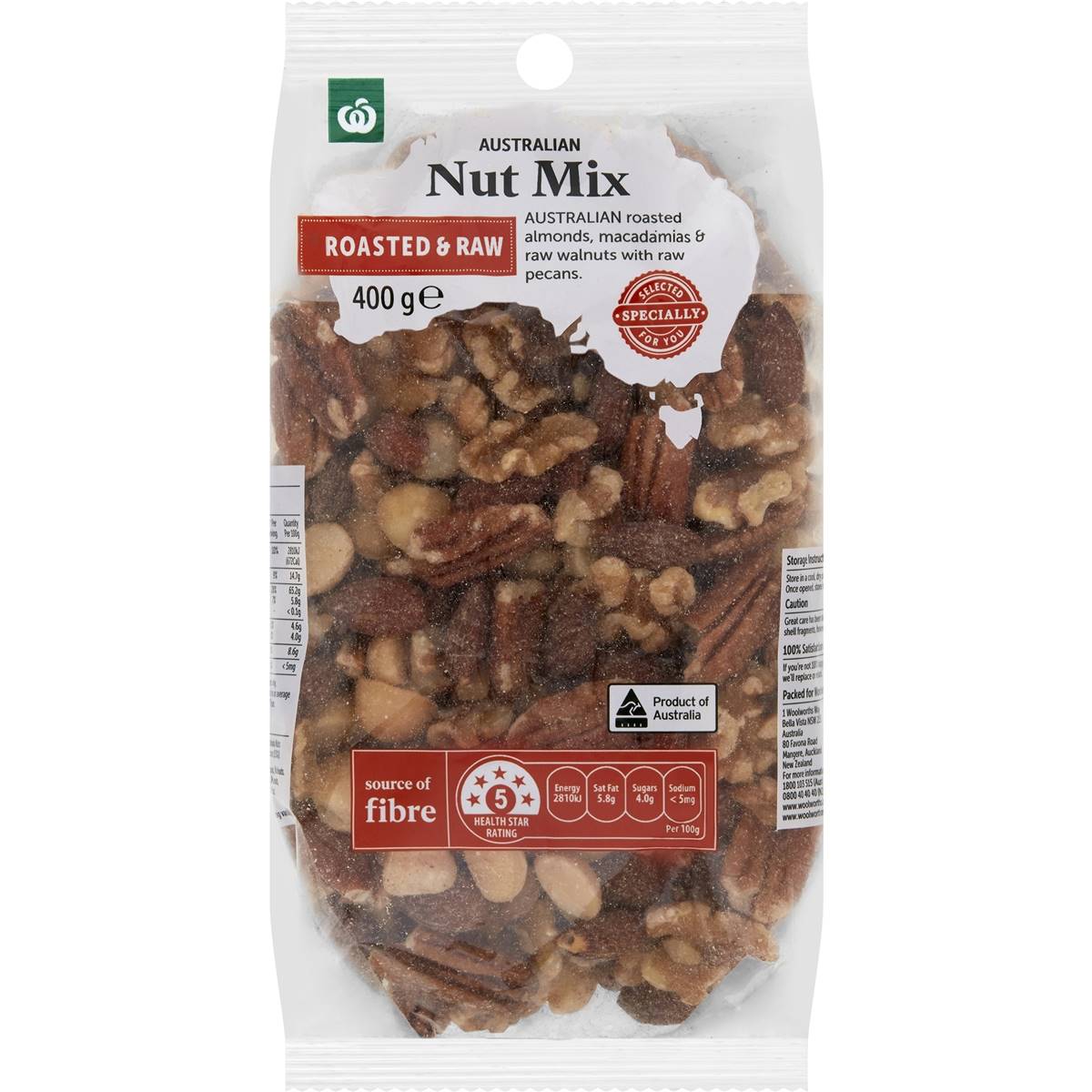 Calories in Woolworths Australian Nut Mix Roasted & Raw