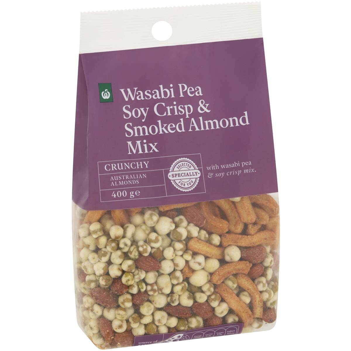 Calories in Woolworths Wasabi Pea Soy Crisp & Smoked Almond Mix