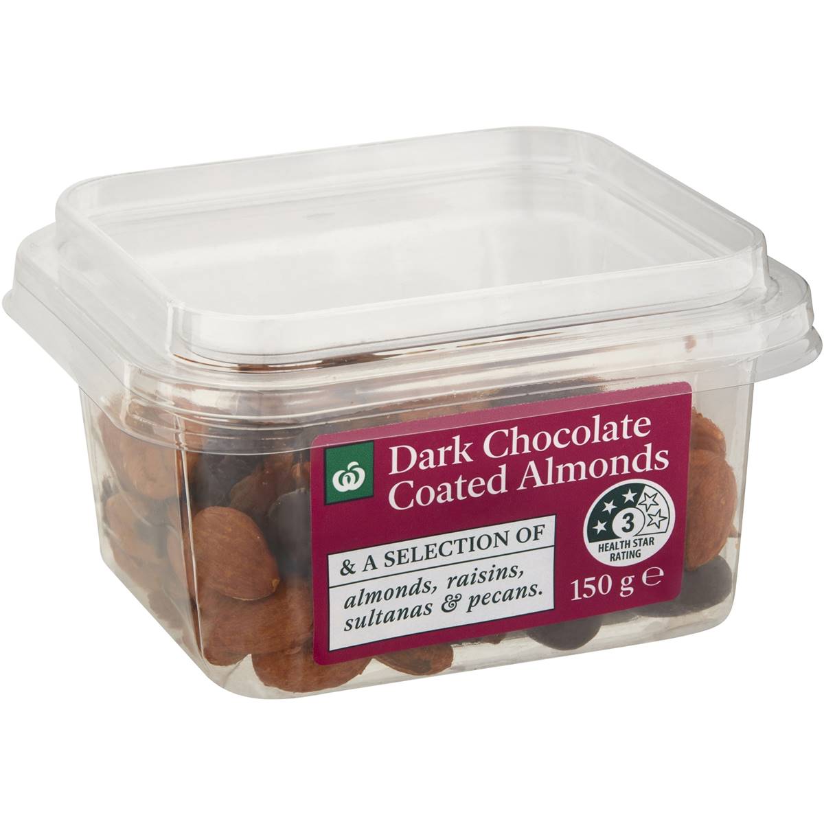Calories in Woolworths Dark Chocolate Coated Almonds Nuts & Fruit Snack Pot