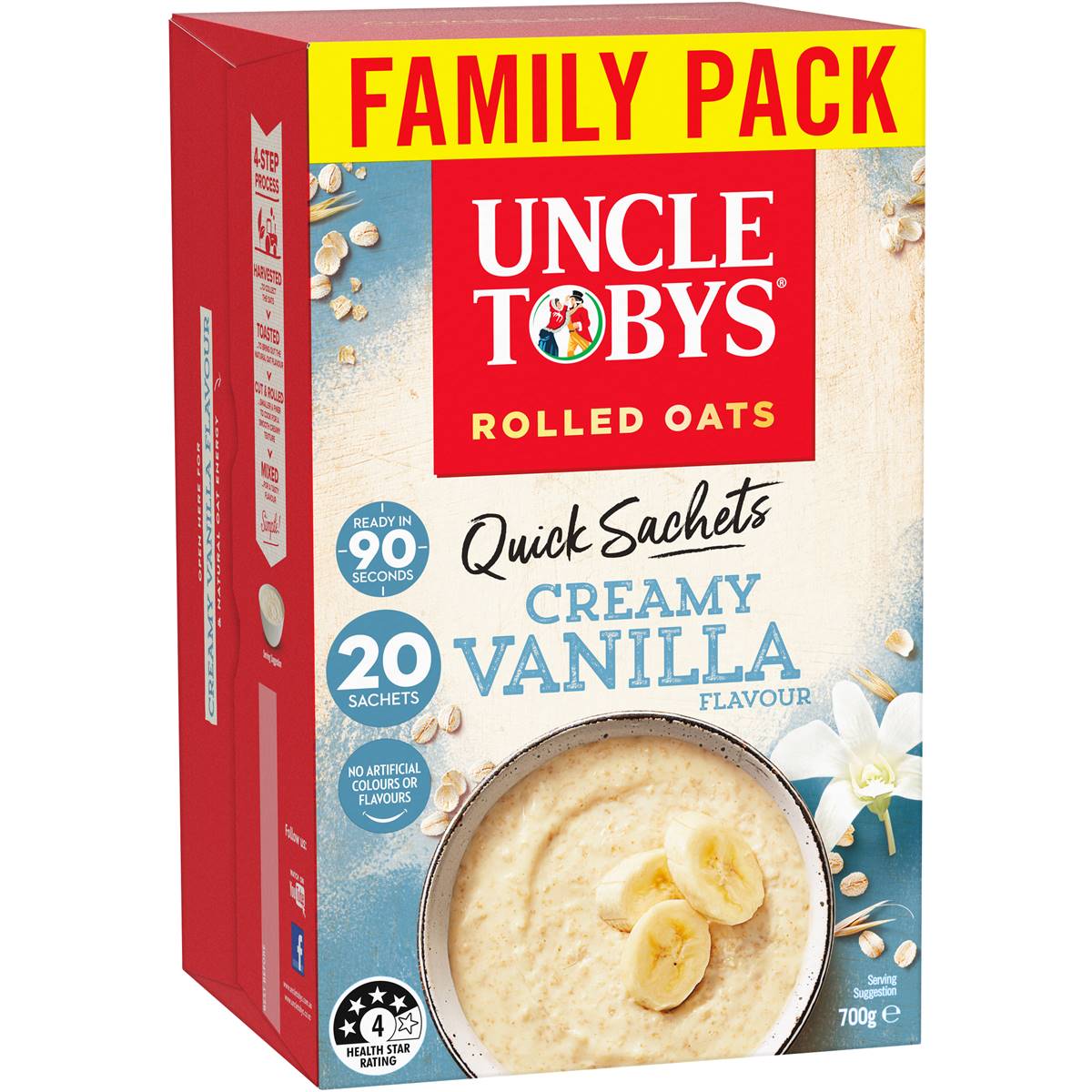 Calories in Uncle Tobys Oats Porridge Quick Sachets Creamy Vanilla
