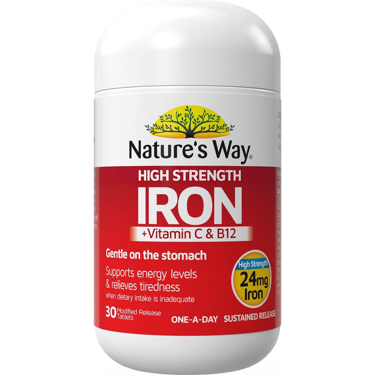 Nature's Way High Strength Iron + Vitamin C & B12 Tablets 30 pack