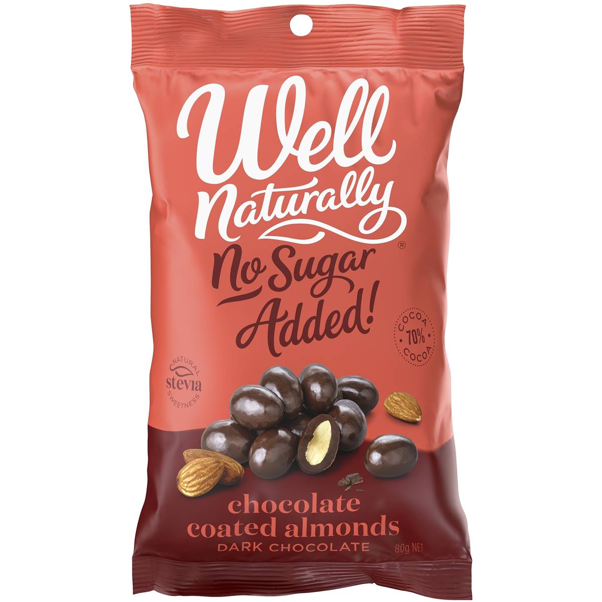 Calories in Well Naturally No Sugar Added Dark Chocolate Covered Almonds