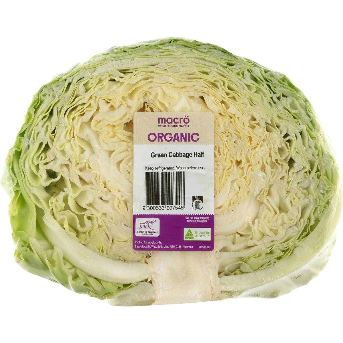 21 calories in Cabbage Organic Green Half (100g) calcount