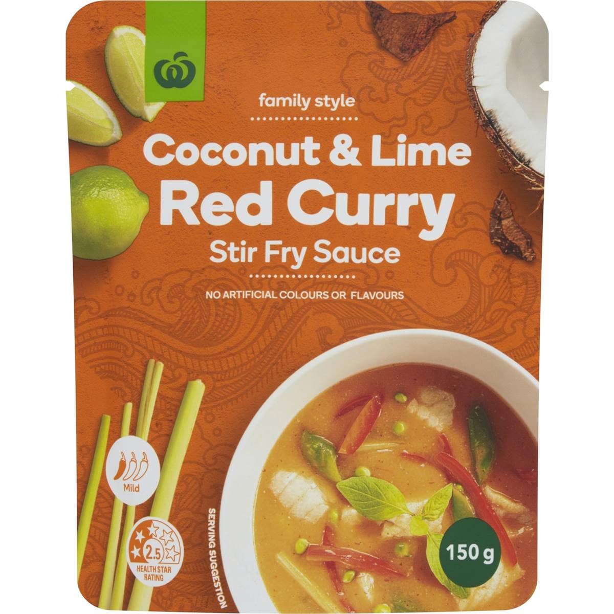 Calories in Woolworths Coconut And Lime Red Curry Sauce calcount