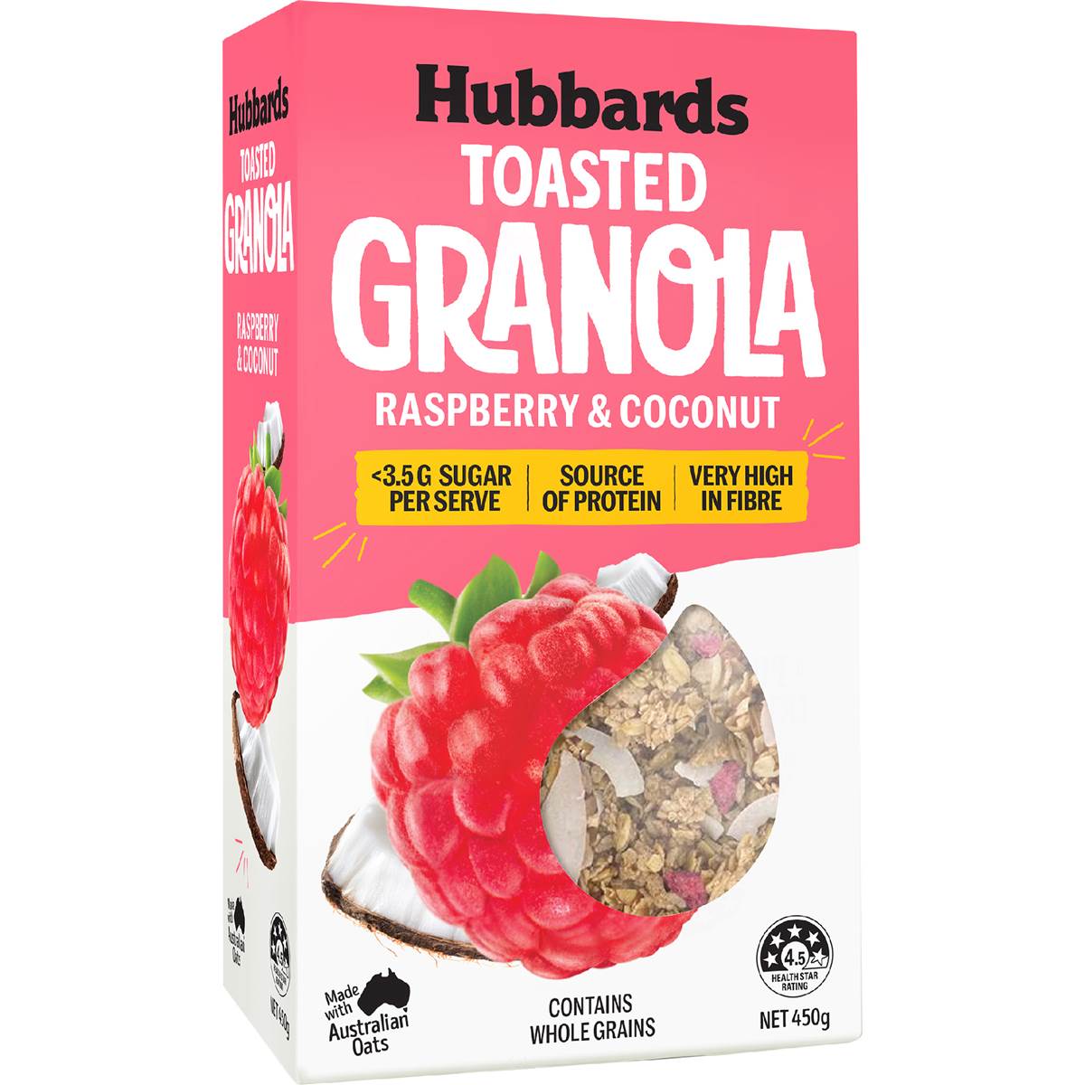 Calories in Hubbards RaspberryÂ & Coconut Toasted Granola calcount