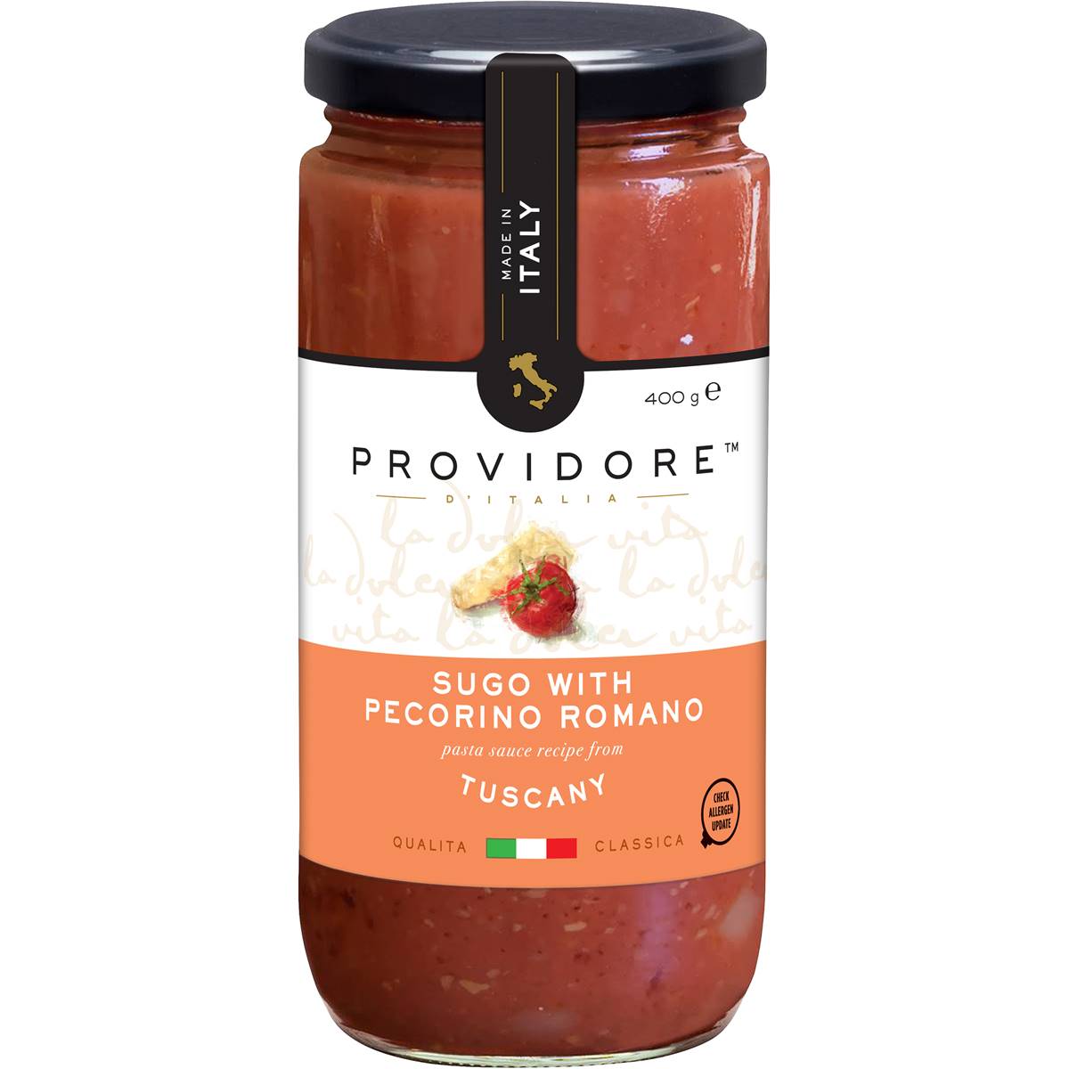 Calories in Leggo's Providore D'italia Sugo With Pecorino Romano Pasta Sauce