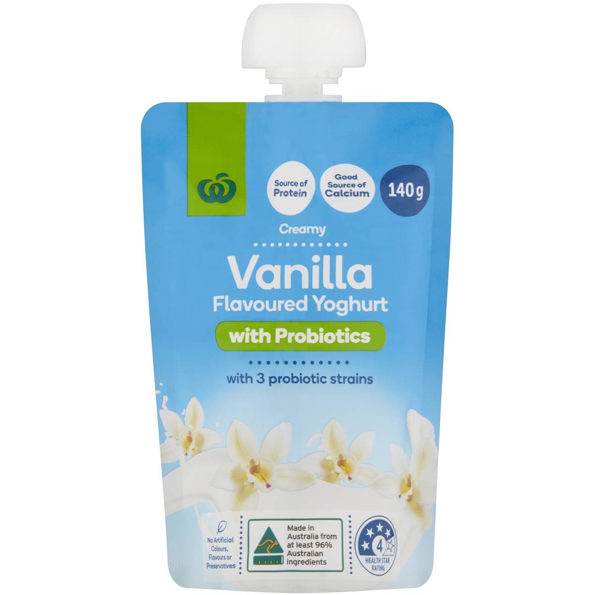 Calories in Woolworths Probiotic Vanilla Yoghurt Pouch