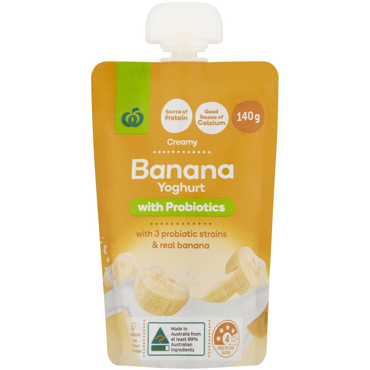 Calories in Woolworths Probiotic Banana Yoghurt Pouch