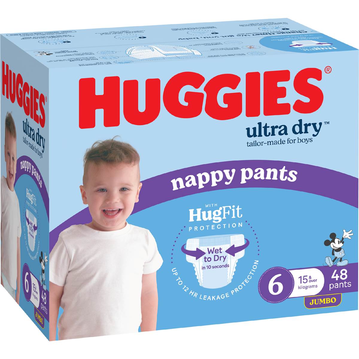 Huggies Ultra Dry Nappy Pants Boys Size 6 (15kg+) 48 pack