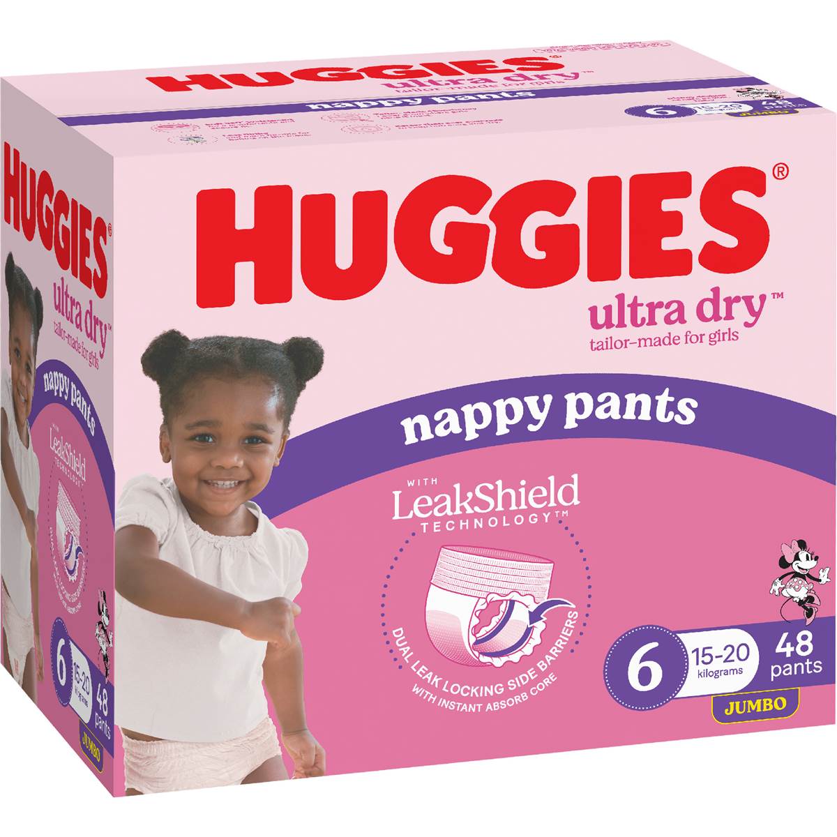 Huggies Ultra Dry Nappy Pants Girls Size 6 (15kg+) 48 pack