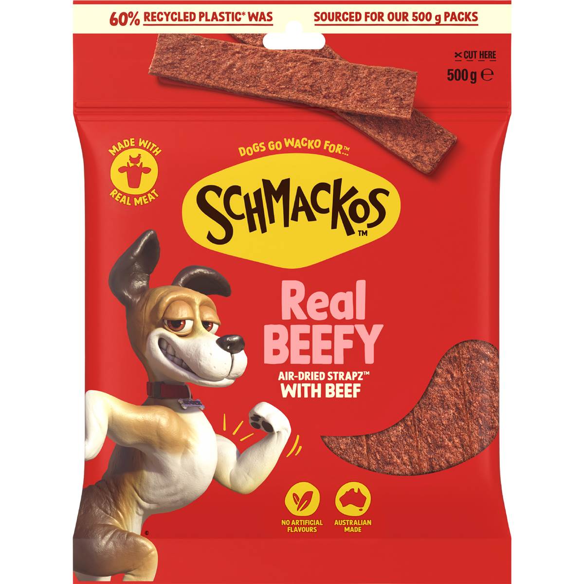 Schmackos Strapz Dog Treats with Beef 500g