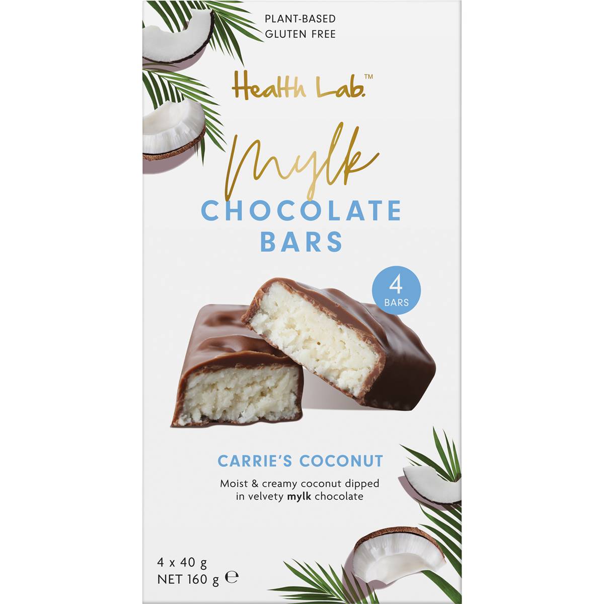Calories in Health Lab Mylk Carrie's Coconut Chocolate Bar