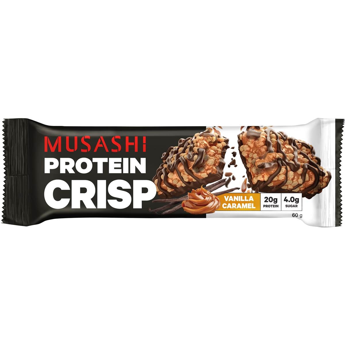 Musashi Crisp Protein Bar Vanilla Caramel 60g – Woolworths