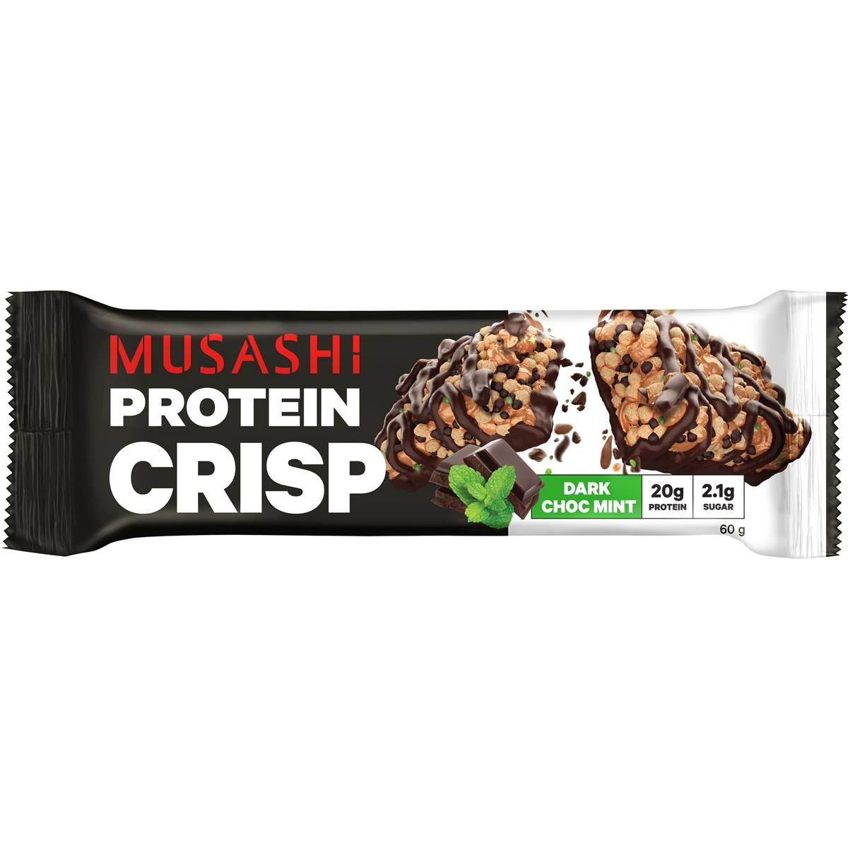 Musashi Crisp Protein Bar Dark Chocolate Mint 60g – Woolworths