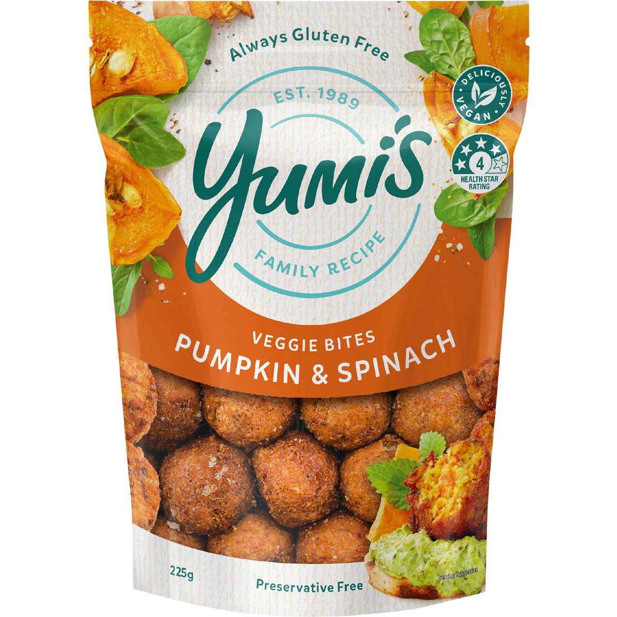 Yumi's Pumpkin & Spinach Bites 225g