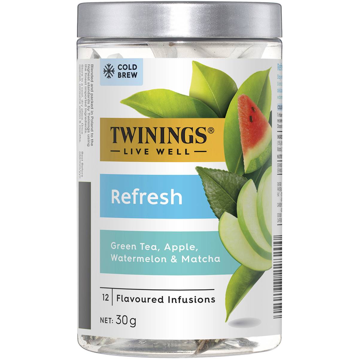 Calories in Twinings Live Well Refresh Cold Water Infusions