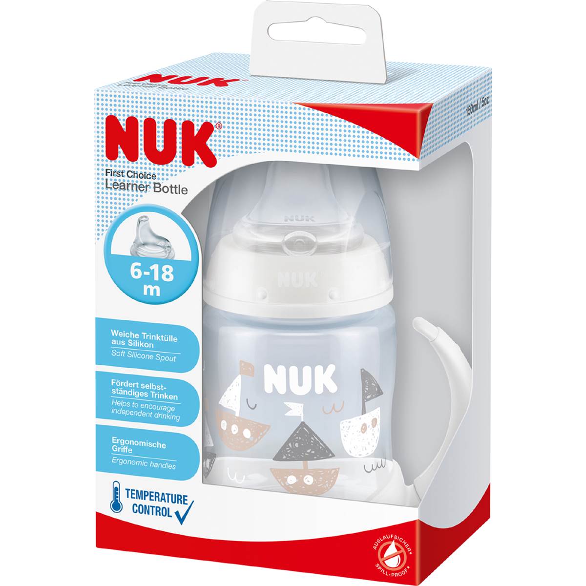 Nuk First Choice Learner Bottle Temp Control 6-18M Assorted 150mL each