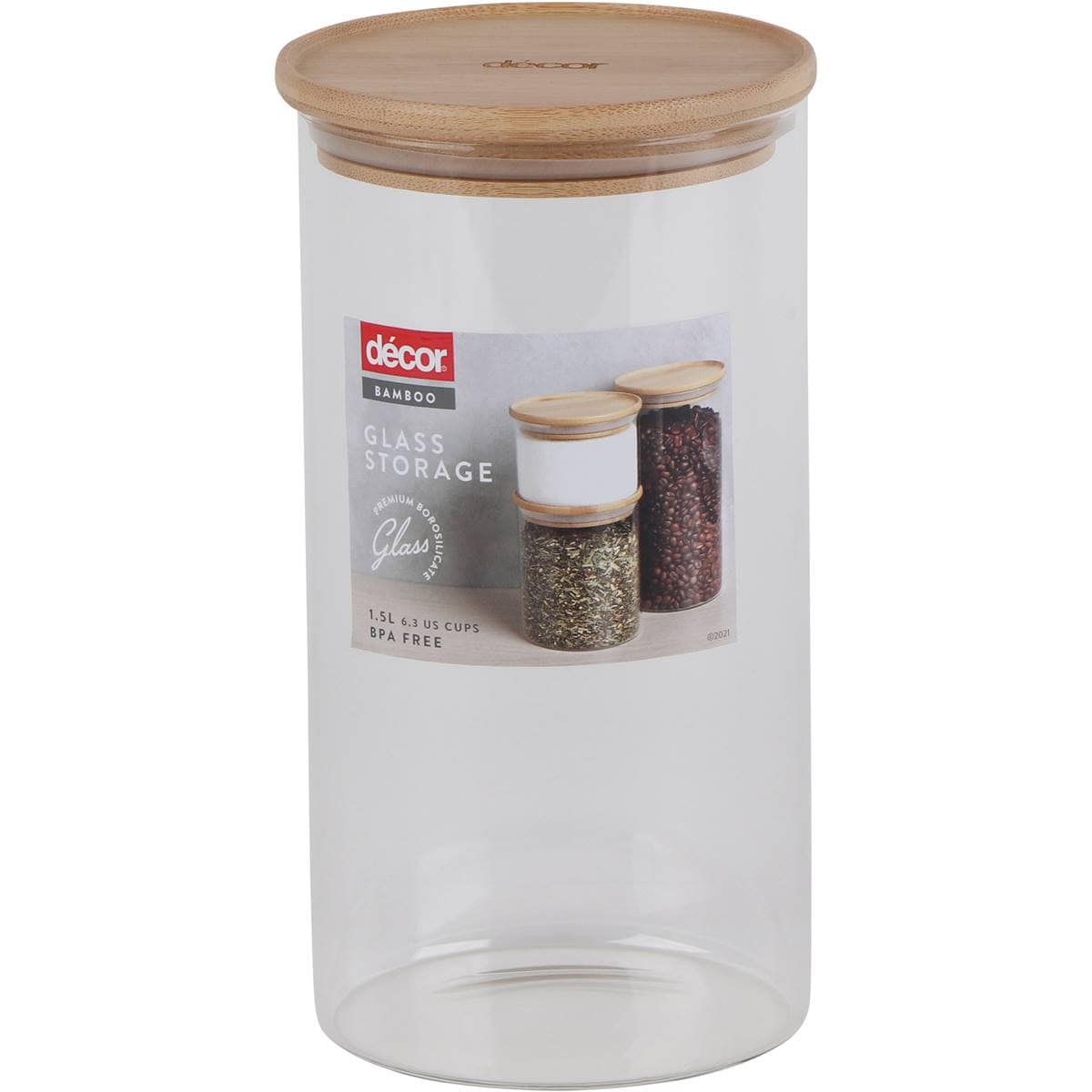 Decor Bamboo & Glass Canisters 1.5L each
