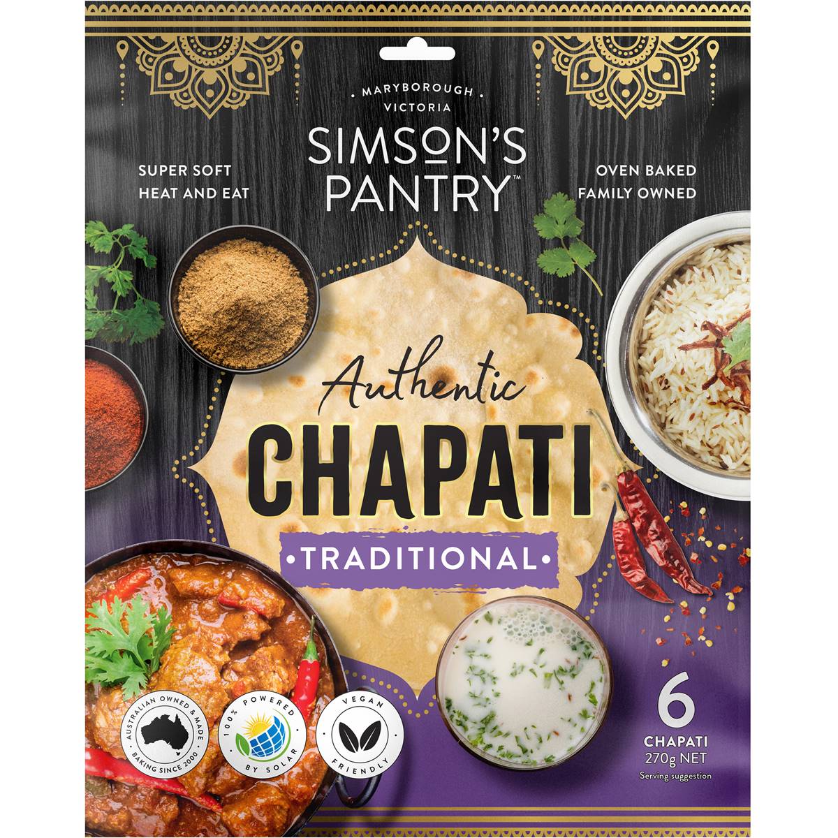 Calories in Simson's Pantry Authentic Chapati Traditional