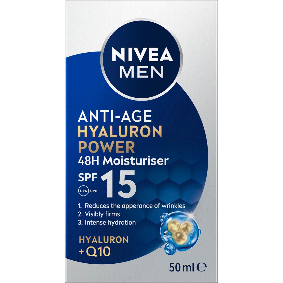 Nivea Men Anti Age Hyaluron Face Moisturising Cream SPF 15 50mL