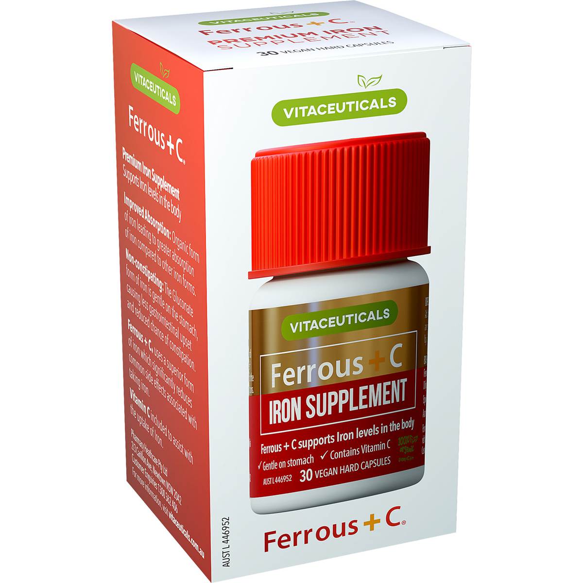 Vitaceuticals Iron Supplement Ferrous + C Hard Capsules 30 pack