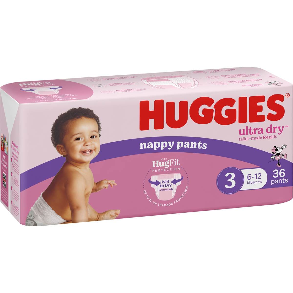 Huggies Ultra Dry Nappy Pants Girls Size 3 (6-12kg) 36 pack