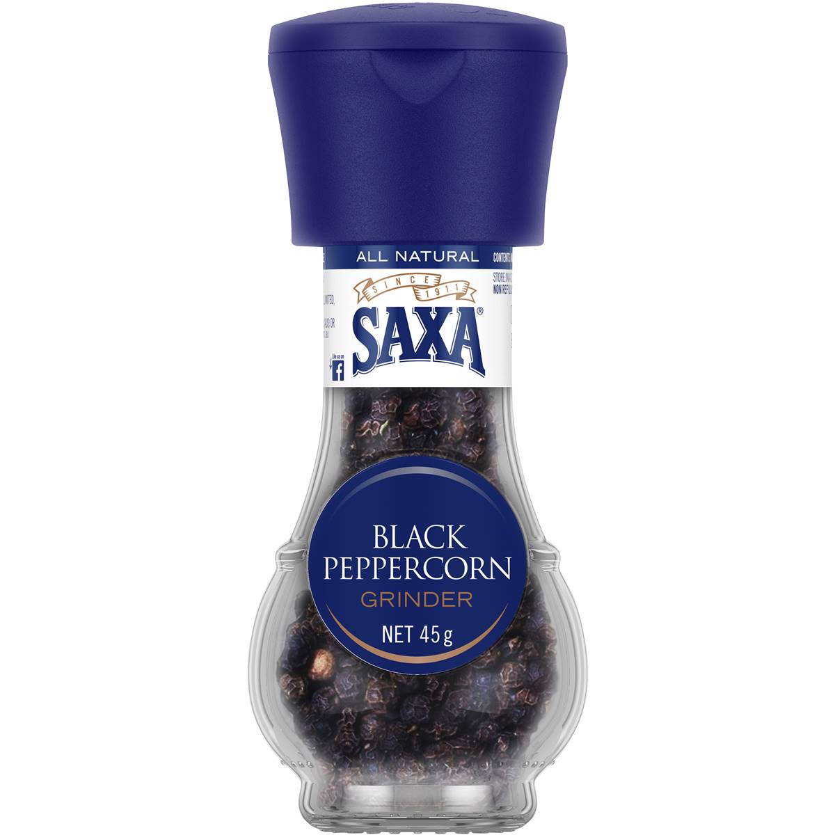Calories in Saxa Black Peppercorn Pepper Grinder