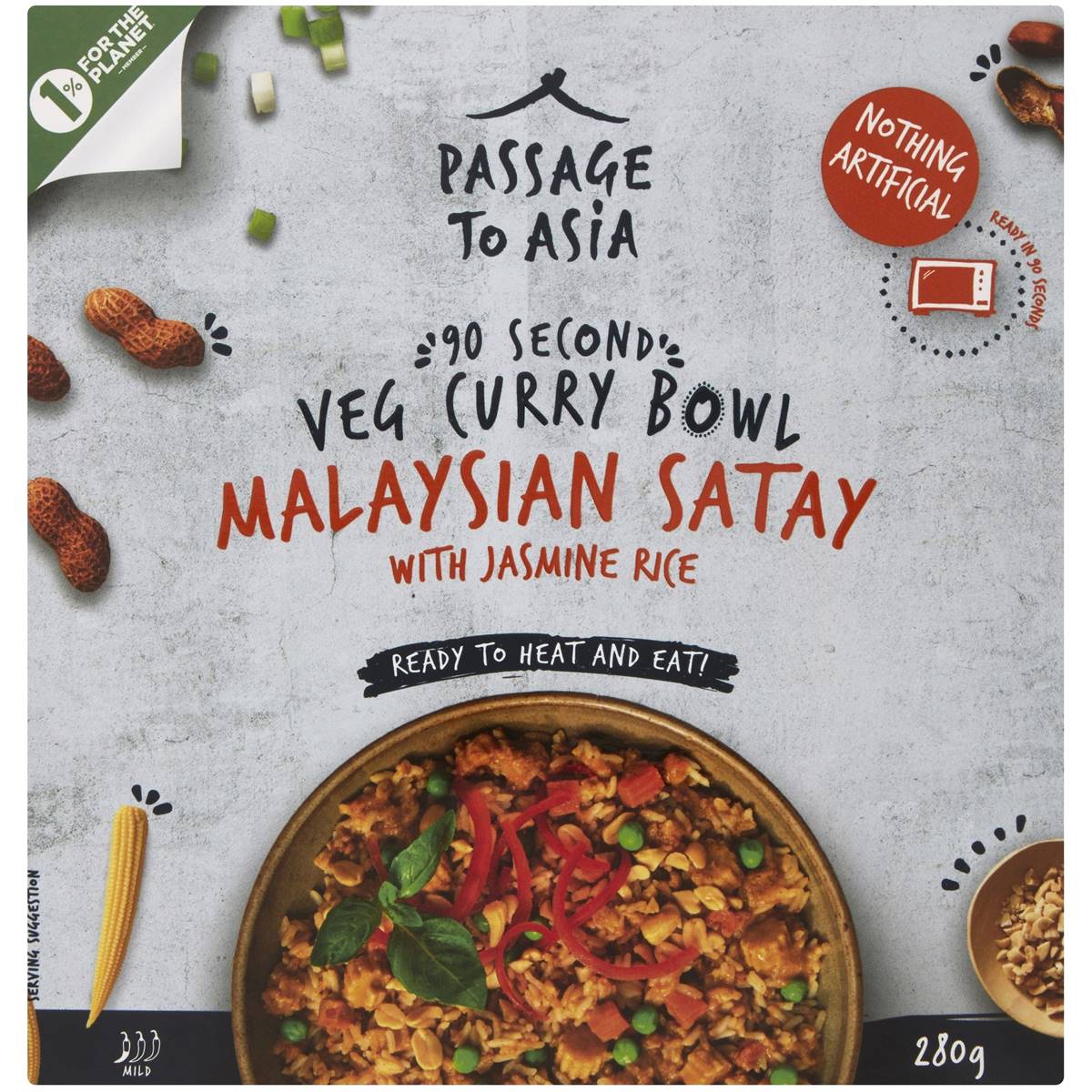 Passage To Asia Veg Curry Bowl Malaysian Satay With Jasmine Rice 280g
