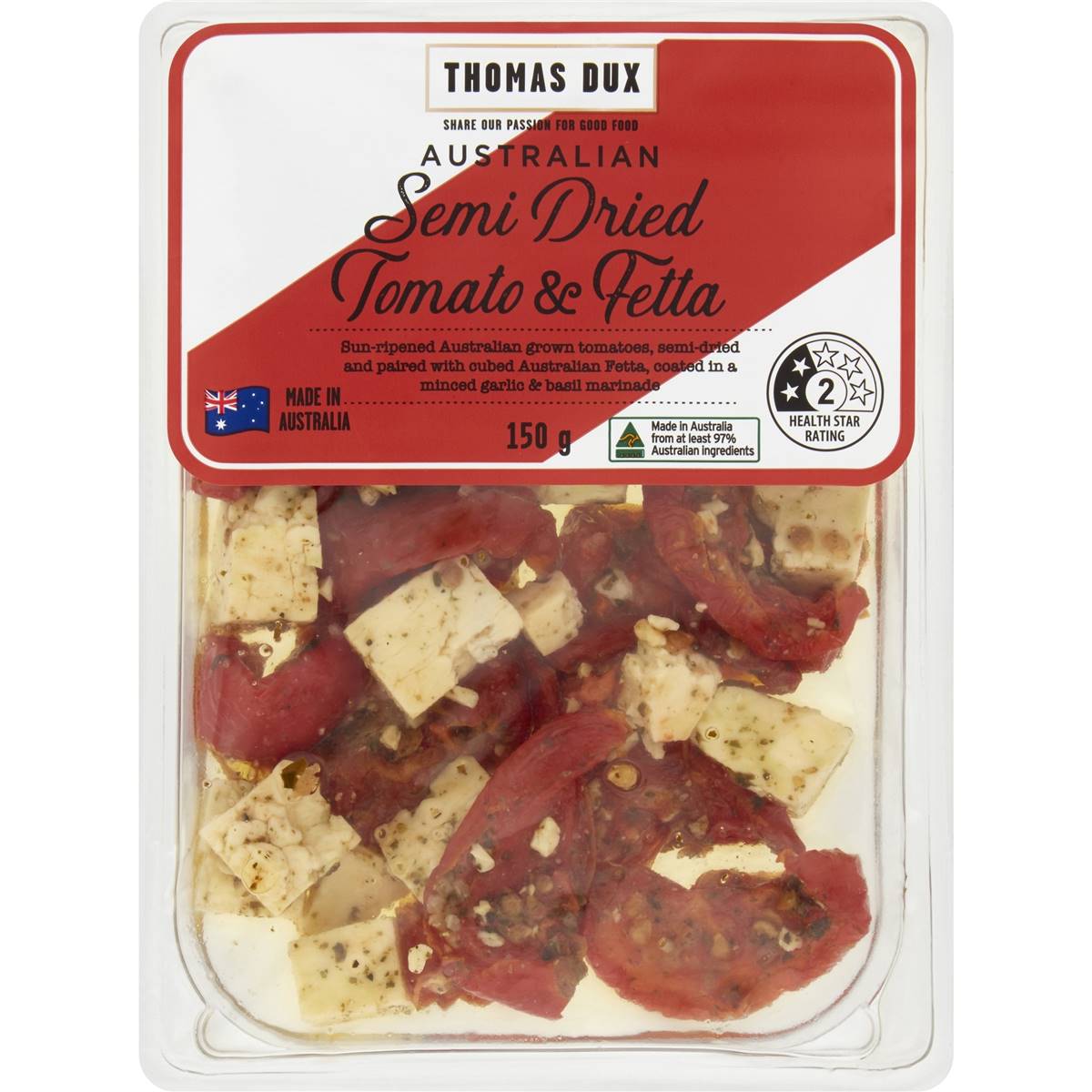 Calories in Thomas Dux Australian Semi Dried Tomato & Fetta