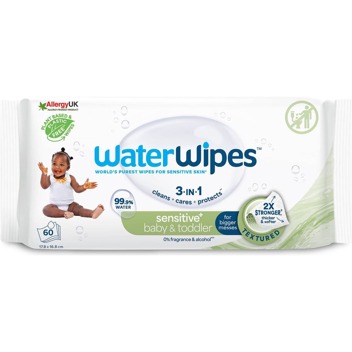 WaterWipes Toddler & Baby Textured Sensitive Wipes 60 pack