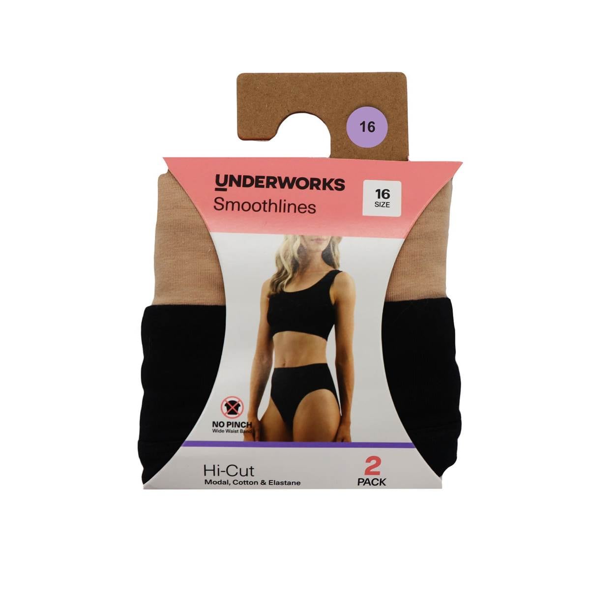 Underworks Women's Smooth Lines Hi Cut Size 16 Assorted