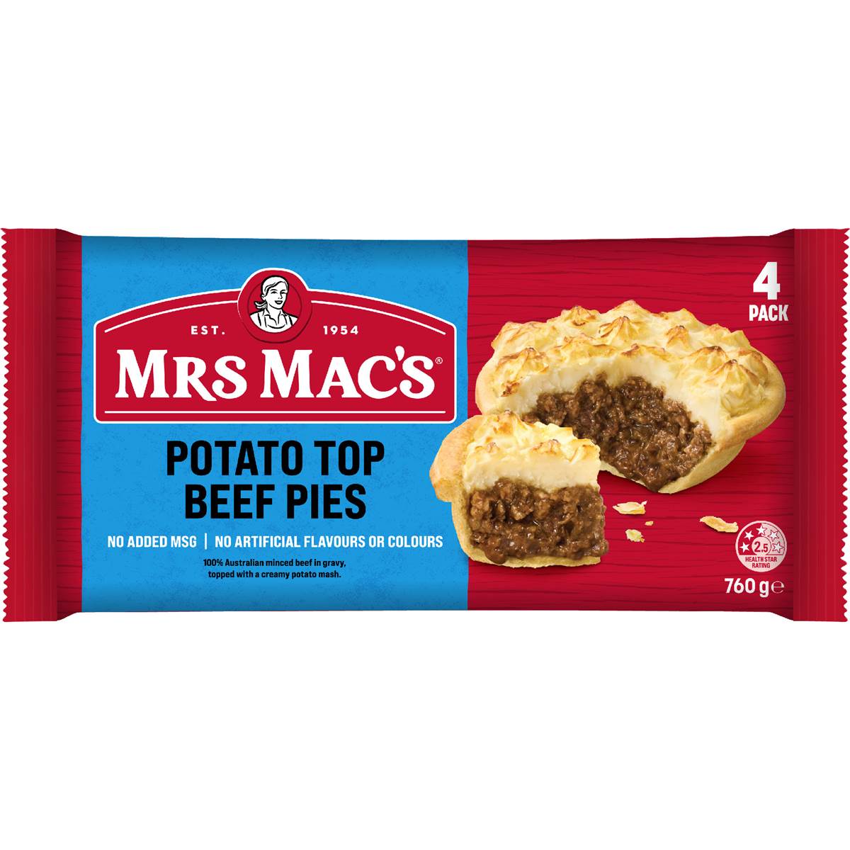 Mrs Mac's Potato Top Beef Pies 4 pack