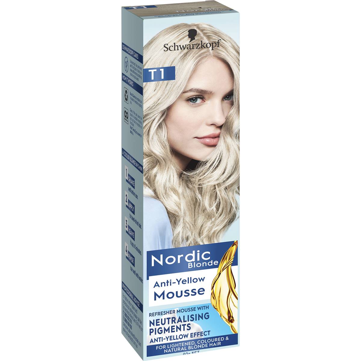 Schwarzkopf Nordic Blonde Hair Dye T1 Anti-Yellow Mousse 92g