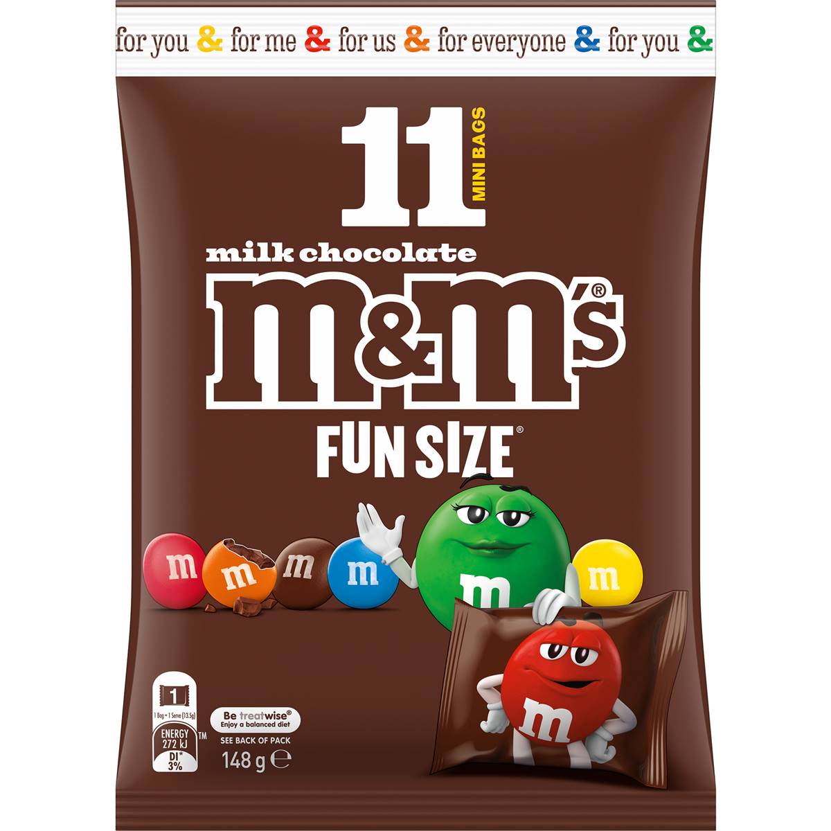 M&M's Milk Chocolate Party Share Bag 11 Pieces 148g