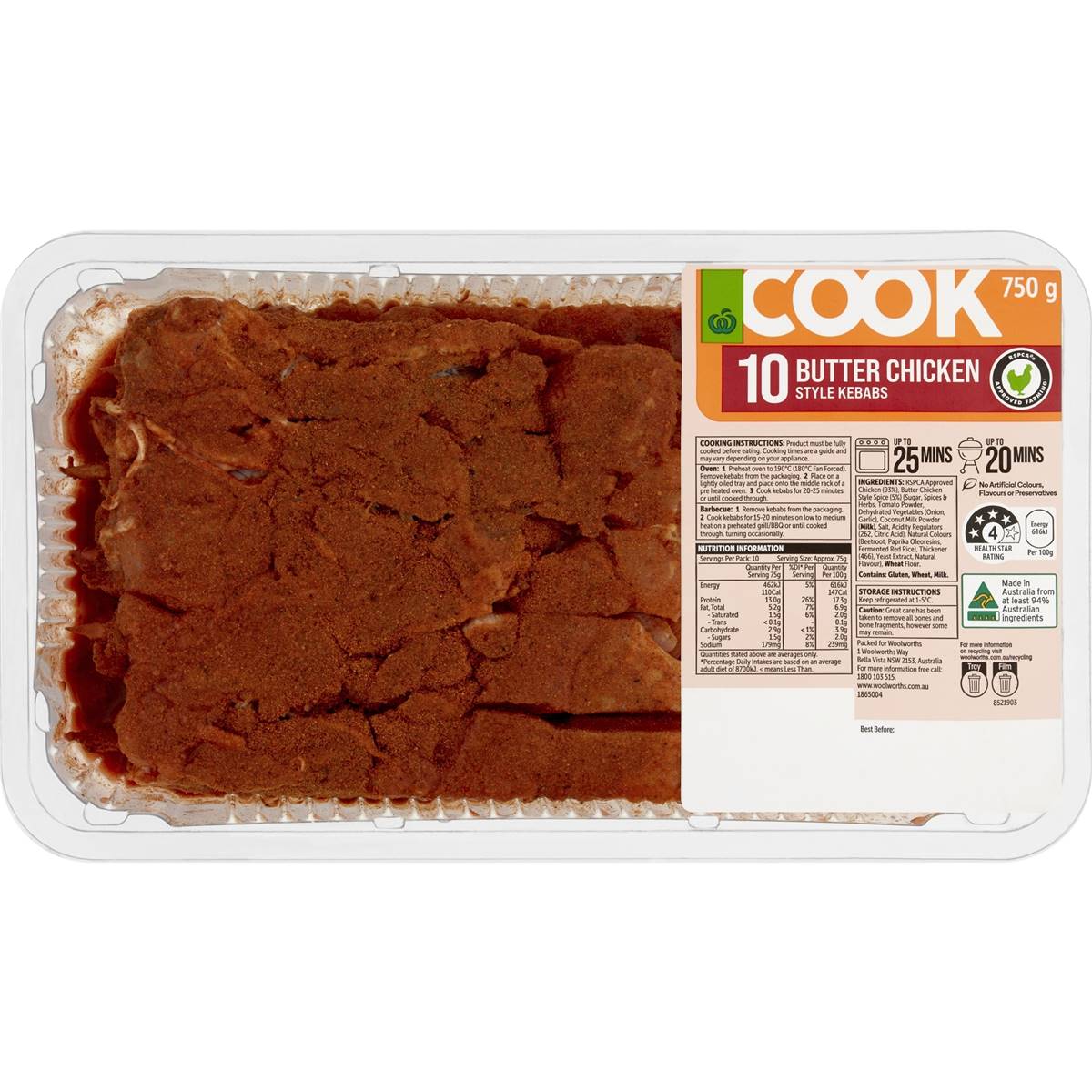 Calories in Aldi Brannans, Chicken Kebabs, BBQ calcount