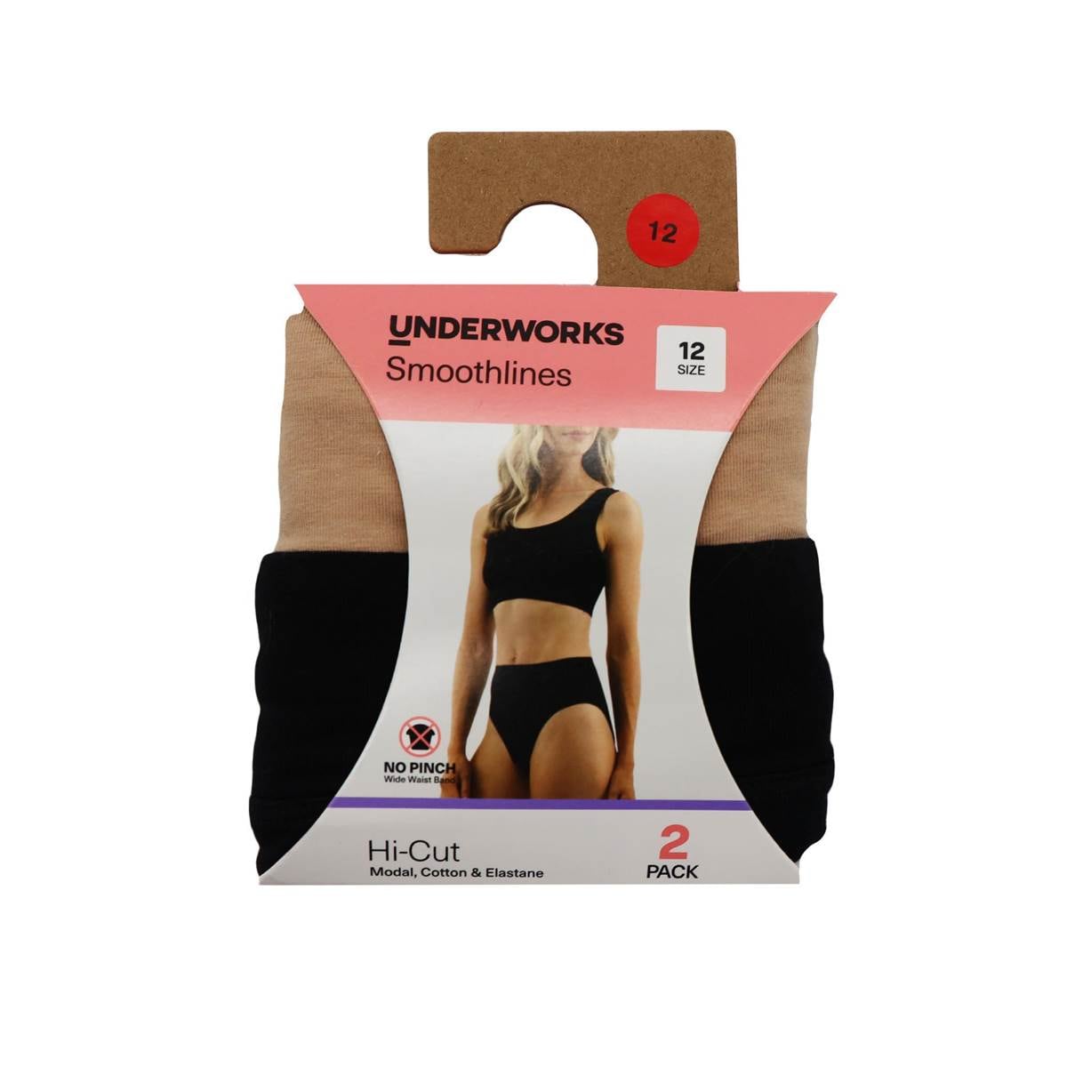 Underworks Womens Smooth Lines Hi Cut Underwear Size 12 Assorted