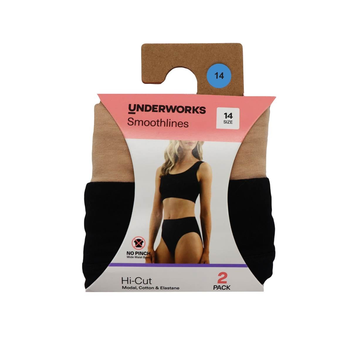 Underworks Women's Smooth Lines Hi Cut Underwear Size 14 Assorted