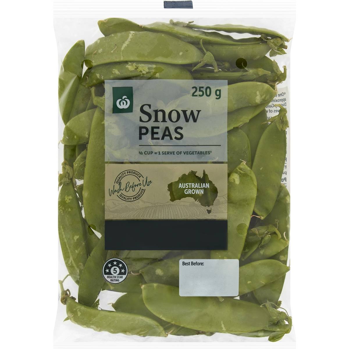 Calories in Woolworths Snow Peas Fresh