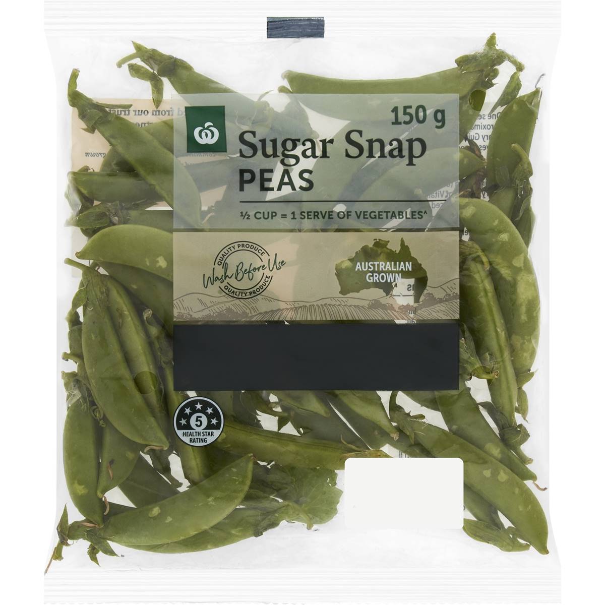 Peas Sugar Snap 150g bag Woolworths