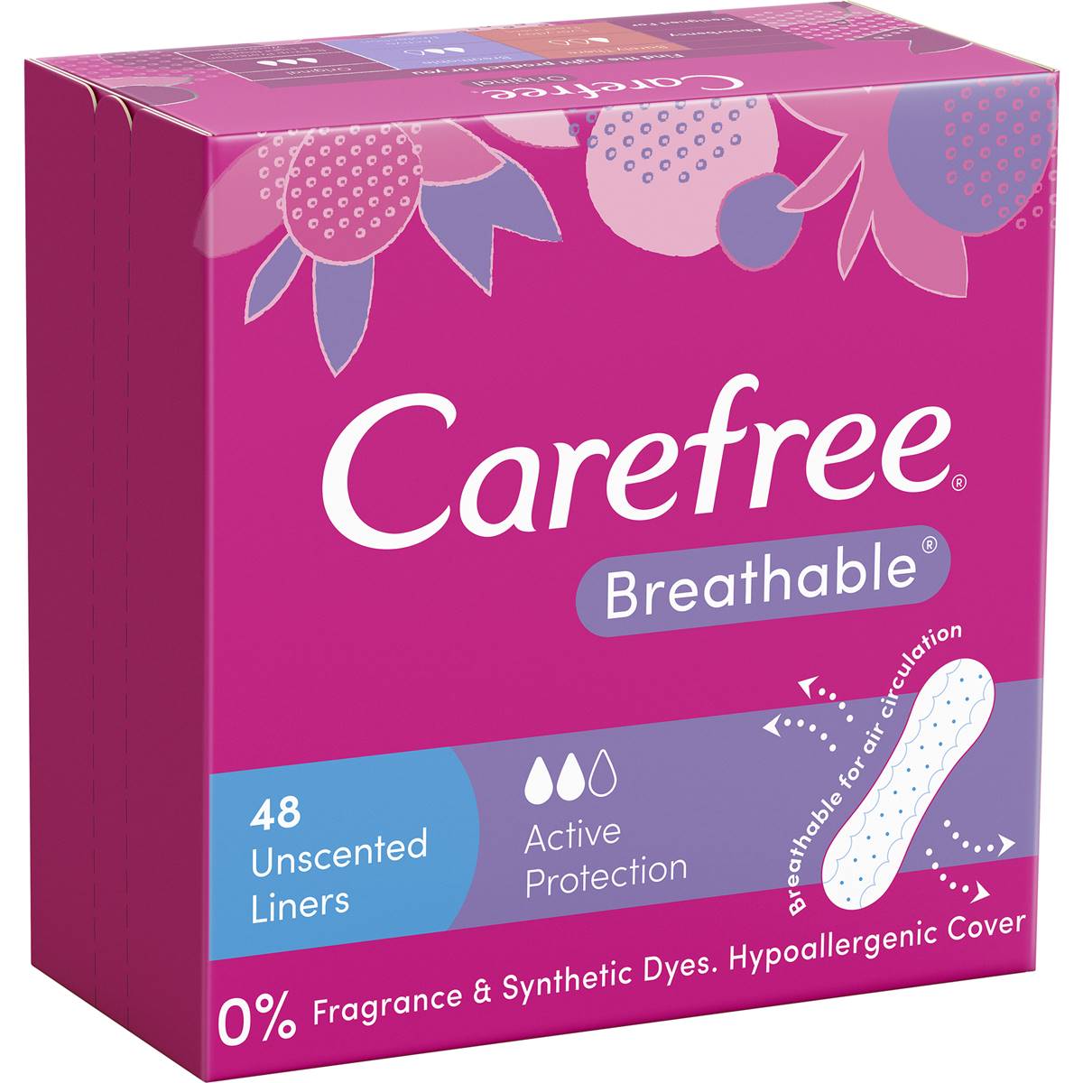 Carefree Liners Breathable Unscented 48 pack