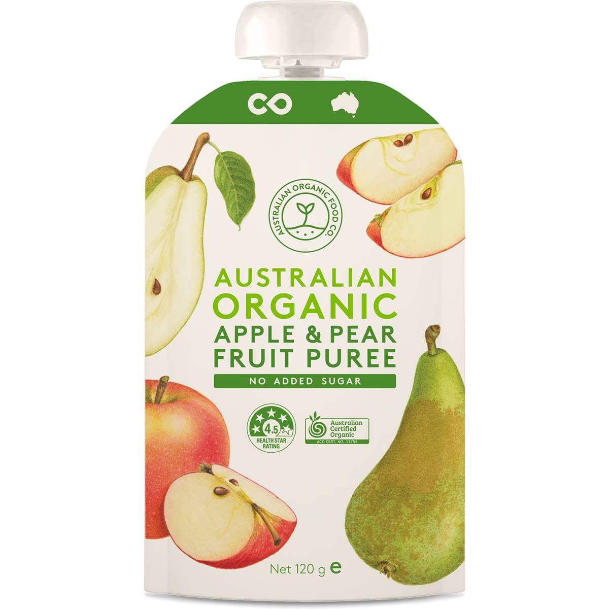 Australian Organic Food Co. Apple & Pear Fruit Puree Pouch 120g