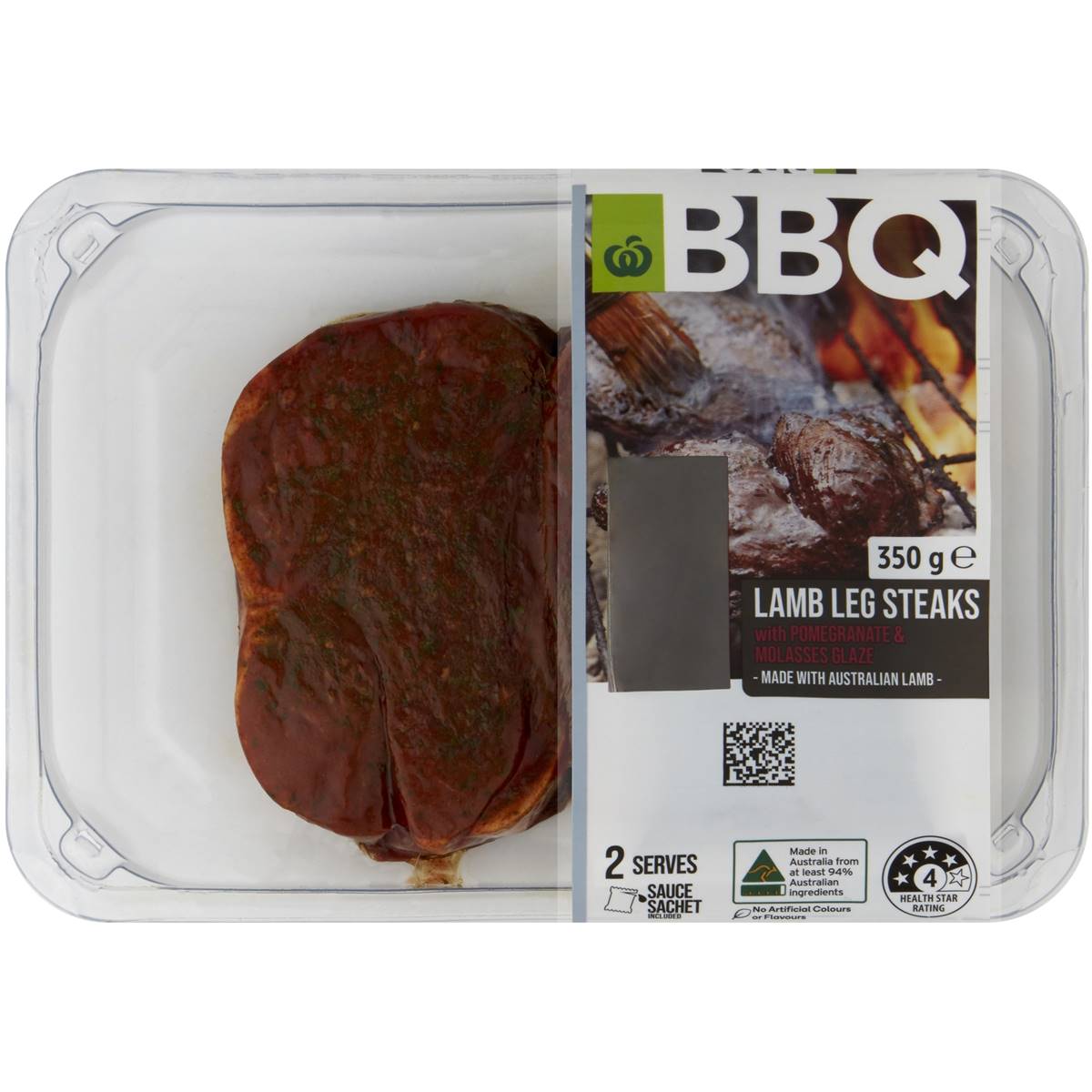 Calories in Woolworths Bbq Lamb Leg Steaks With Glaze