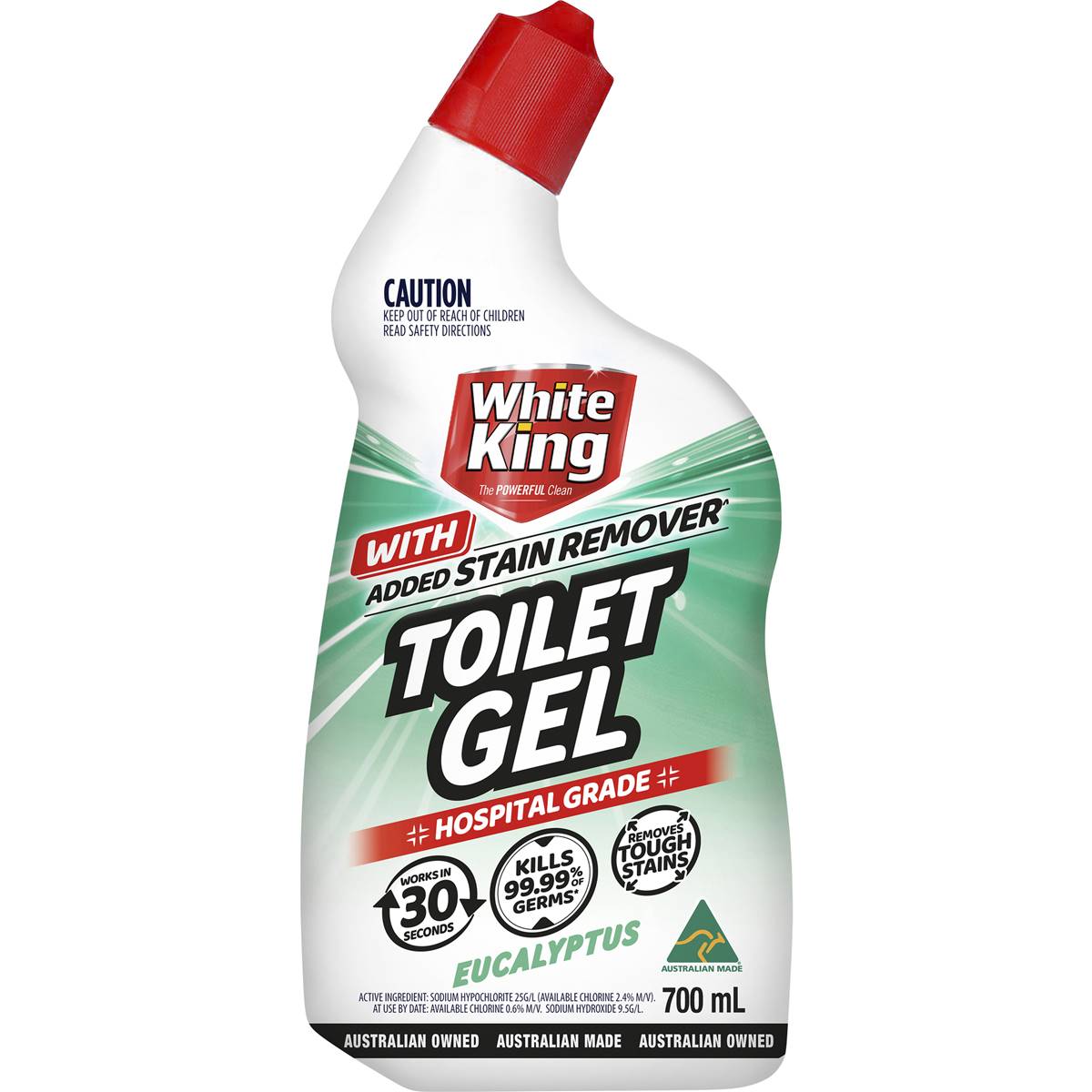 White King Toilet Gel with added Stain Remover Eucalyptus 700mL