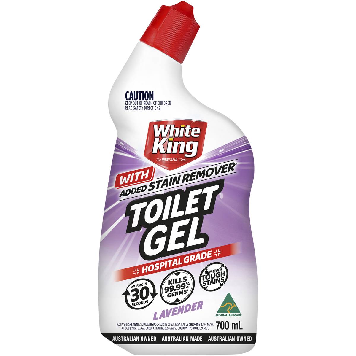 White King Toilet Gel With Added Stain Remover Lavender 700mL