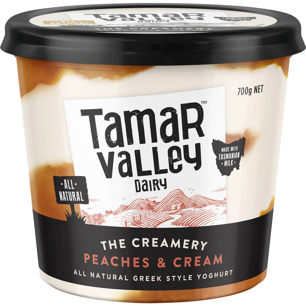 Calories in Tamar Valley Dairy Yoghurt Peach & Cream Yoghurt Peaches