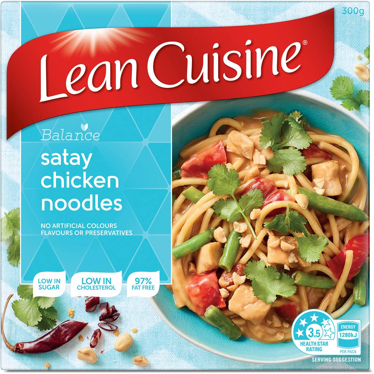 Calories in Lean Cuisine Bowl Chicken Satay Noodles Chicken Satay Noodles