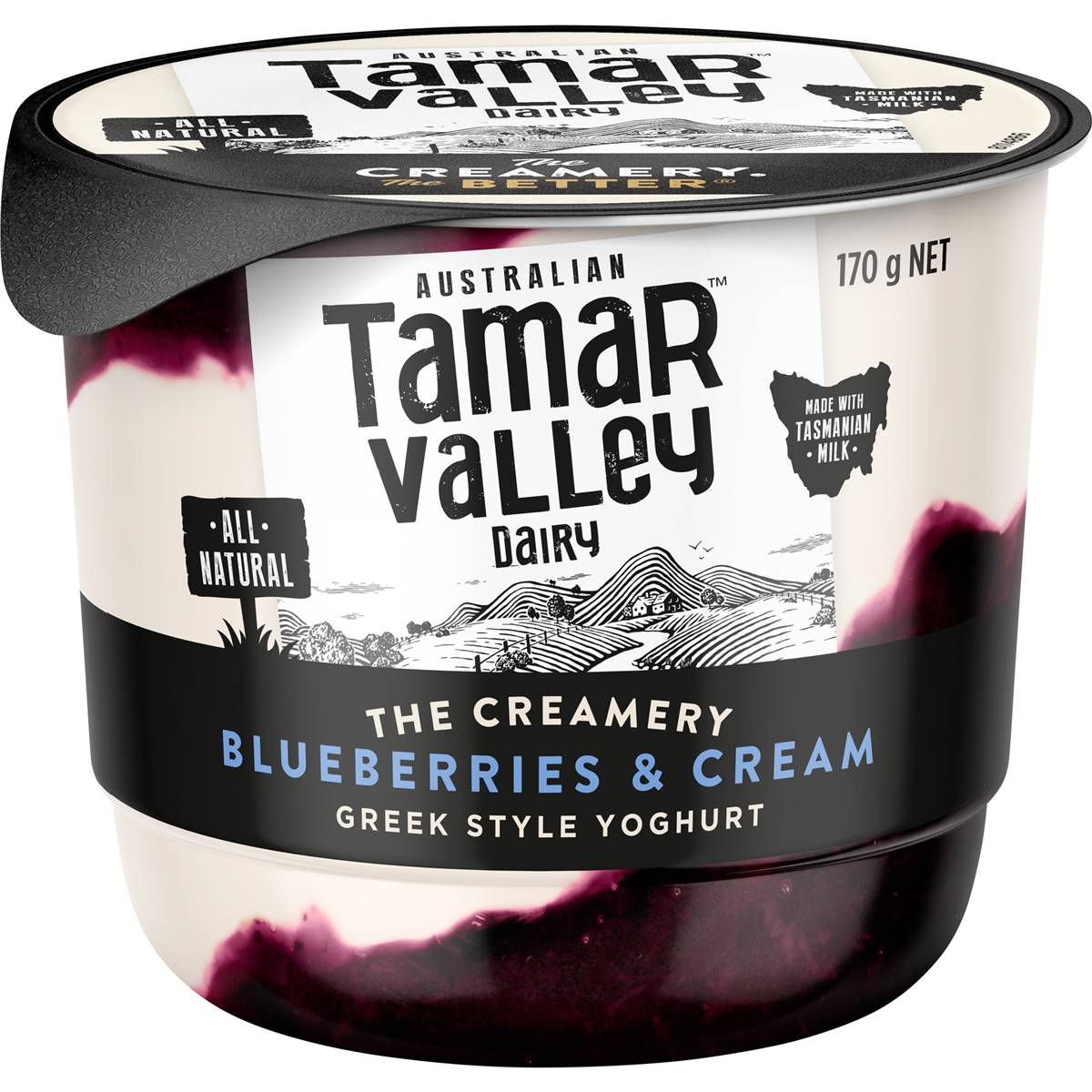 Calories in Tamar Valley The Creamery Greek Style Yoghurt Blueberries & Cream
